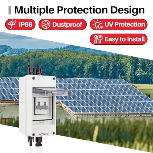 Image of Solar Disconnect Switch 60A 550V PV Disconnect Switch Miniature Circuit Breaker IP65 Outdoor Waterproof Disconnect Box for RV Solar Panel and Off-Grid System (60A 550V)