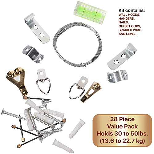 Image of Parker & Bailey 28 Pieces Picture Hanging Kit - Heavy Duty Picture Hanging Kit Hardware Wire Nails Clips Hooks for Hanging Picture Frames Collage Decor Wall Hanging Kit Easy Tools Picture Hanger