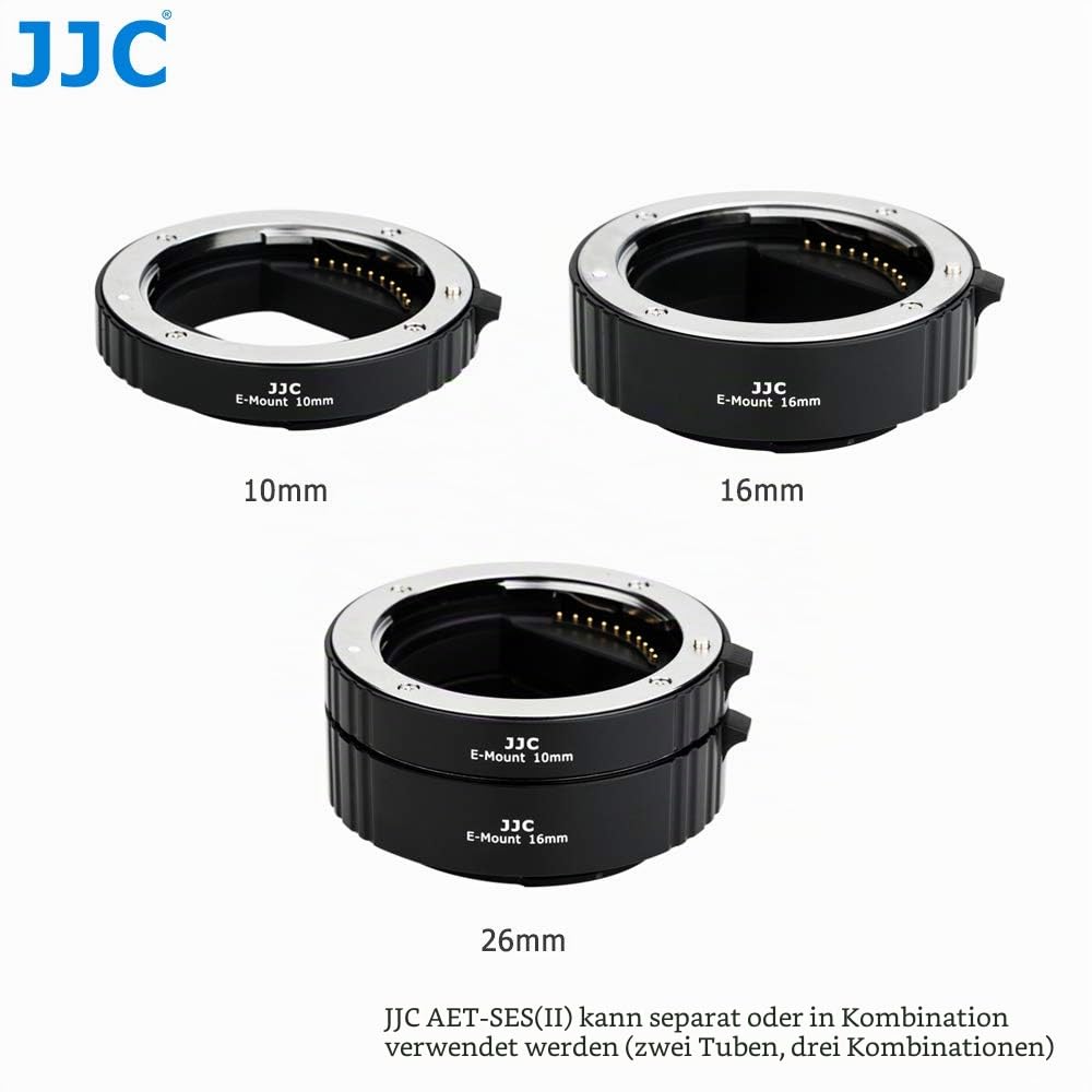 JJC Autofokus-Zwischenringe (AF) mit TTL-Belichtung für Makrofotographie 10mm und 16mm (Passen für Sony E-Mount Kameras)