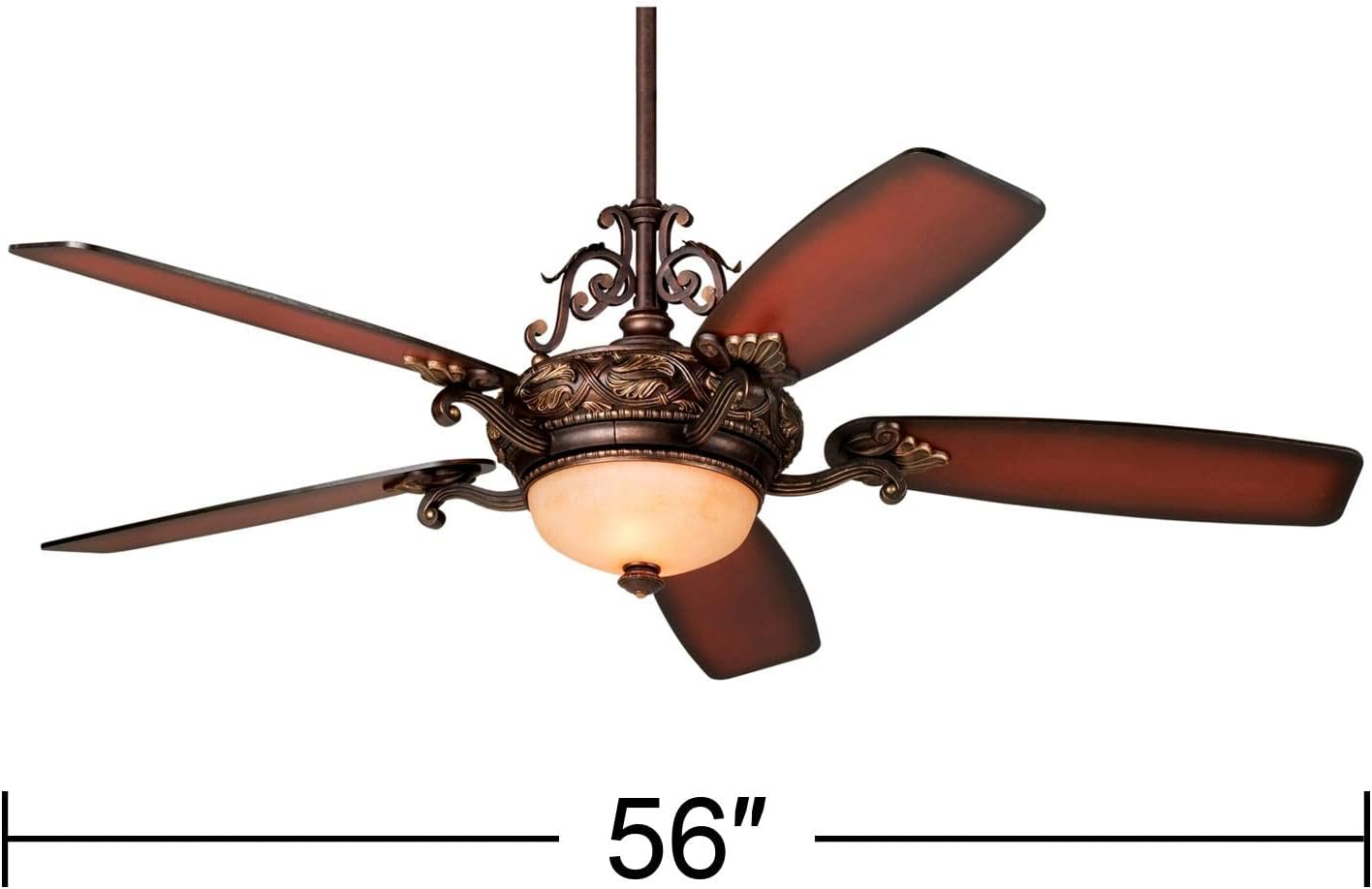 Casa Vieja 56" Casa Esperanza Vintage Antique Indoor Ceiling Fan 5 Blade LED Light Remote Control Bronze Gold Motor Brown Teak Finish Blades Cottage Core Bedroom Living Room Includes 10" Downrod