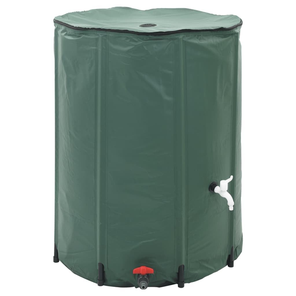 Wasserspeicher Regentonne Wassertank 250L klappbar PVC grün mit Gartenschlauch und Auslaufhahn für Garten Bewässerung und automatisches Gießen von Pflanzen und Gemüse