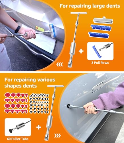 Image of Paintless Dent Removal Kit for Cars - Dent Puller Kit with Premium Dent Lifter, Strong Adhesion Glue Sticks & Puller Tabs, Removable T-bar Puller, PDR Kit for & Auto Body Dent Repair