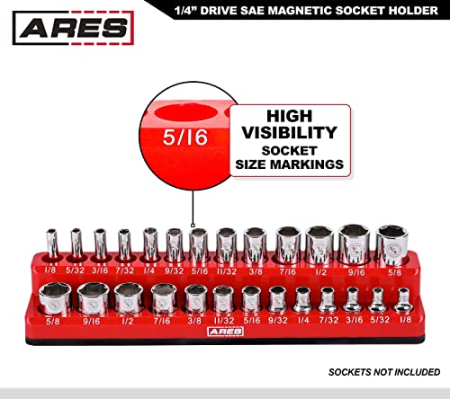Image of ARES 70232-26-Piece 1 /4-Inch SAE Magnetic Socket Organizer - 13 Standard Size and 13 Deep Size Socket Holder - Keeps Your Tool Box Organized