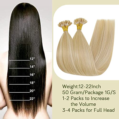 RUNATURE Blonde U Tip Hair Extensions Human Hair Higlight Blonde Nail U Tip Extensions Real Hair Keratin Human Hair Extensions Blonde 24 Inch 50 Gram - Image 4
