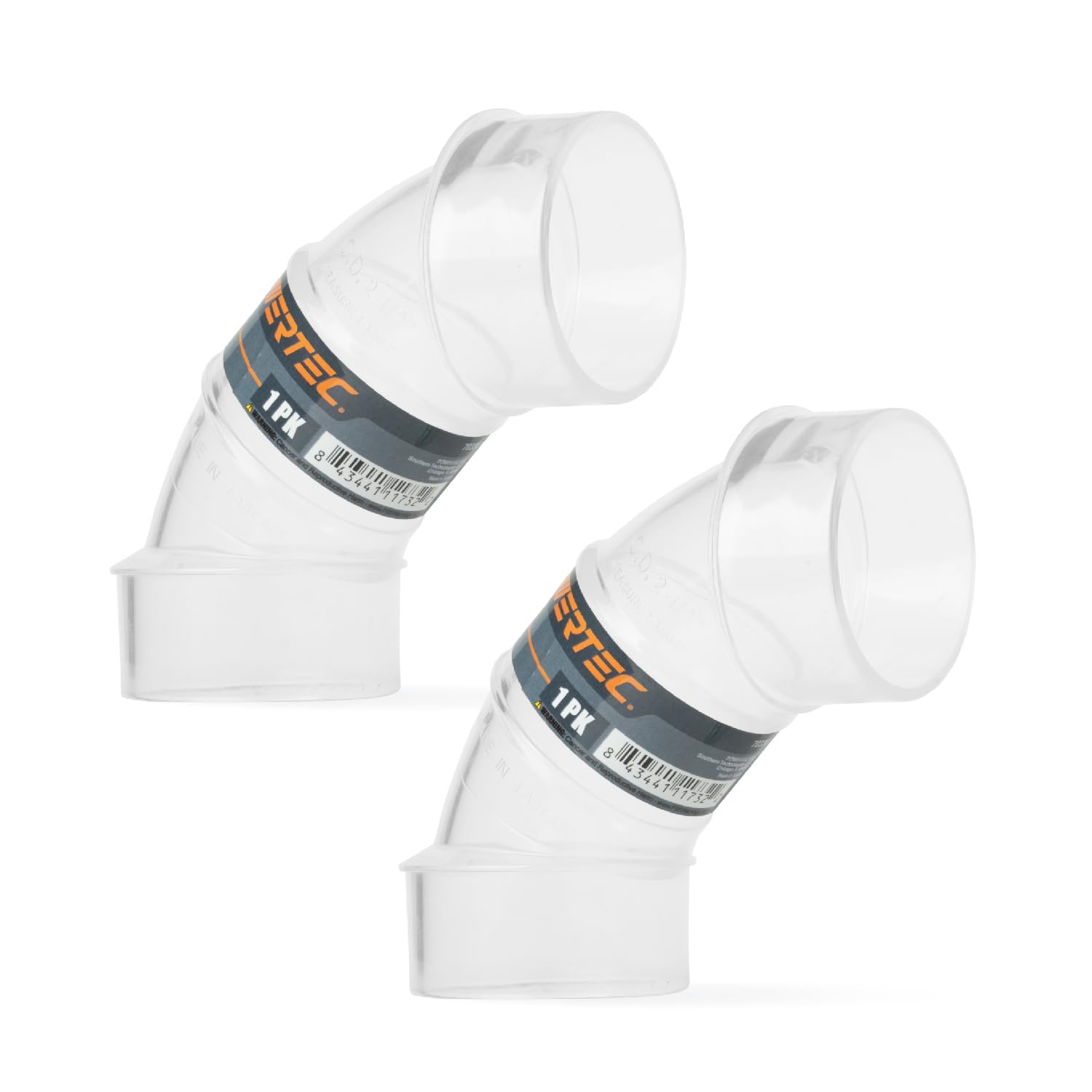 POWERTEC 70336-P2 2-1/2" OD 90 Degree Elbow - ABS Plastic Dust Collector Connector (Clear), 2 PK