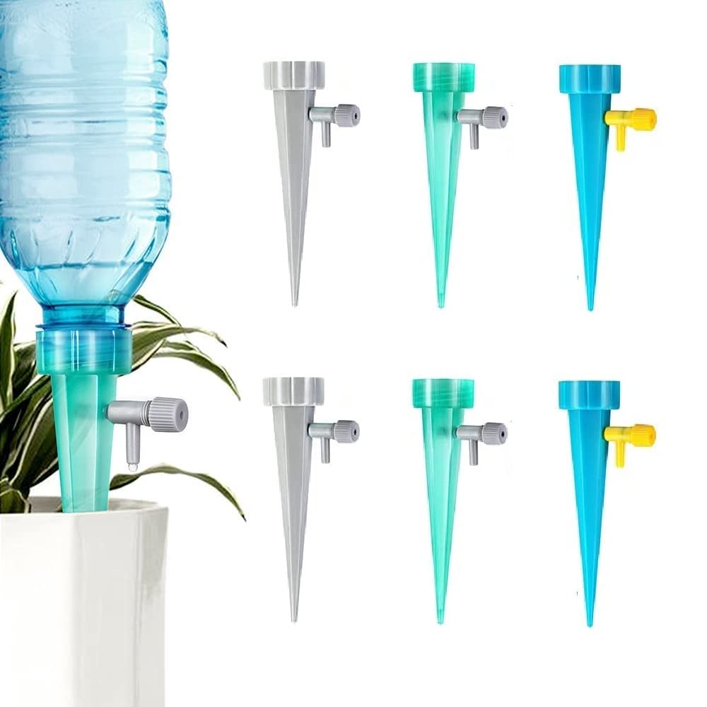 NAIDEV 6 PCs Self Watering Spikes Plant Waterer Adjustable Self Watering Spikes-Plastic Bottle Drip Spikes Water Flow Drip Irrigation System with Control Valve Garden Plants Indoor and Outdoor (6) (B09Z31TNT9) Amazon Price History, Amazon Price Tracker