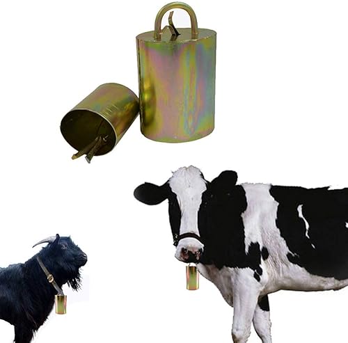Miniatura 3 de Bousg Paquete de 2 campanas de aleación, vaca, caballo, oveja, camello, pasto, accesorios antirrobo, campanas de ganado y animales de granja
