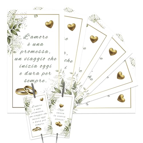 NAÏZAYA Promessa di Matrimonio Gadget - 70 Biglietti per Scintille Luminose Eleganti - Decorazioni Matrimonio Originali (Scintille NON Incluse)