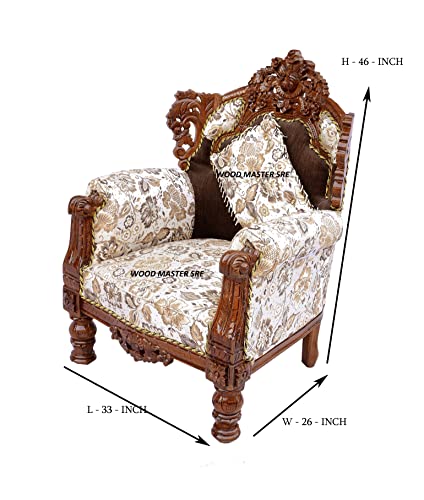Image of Luxury Wooden Teakwwood Five Seater Sofa Set for Living Room (Honey Brown) Solid Wood Outdoor Chair 5 Seater Sofa | (3)