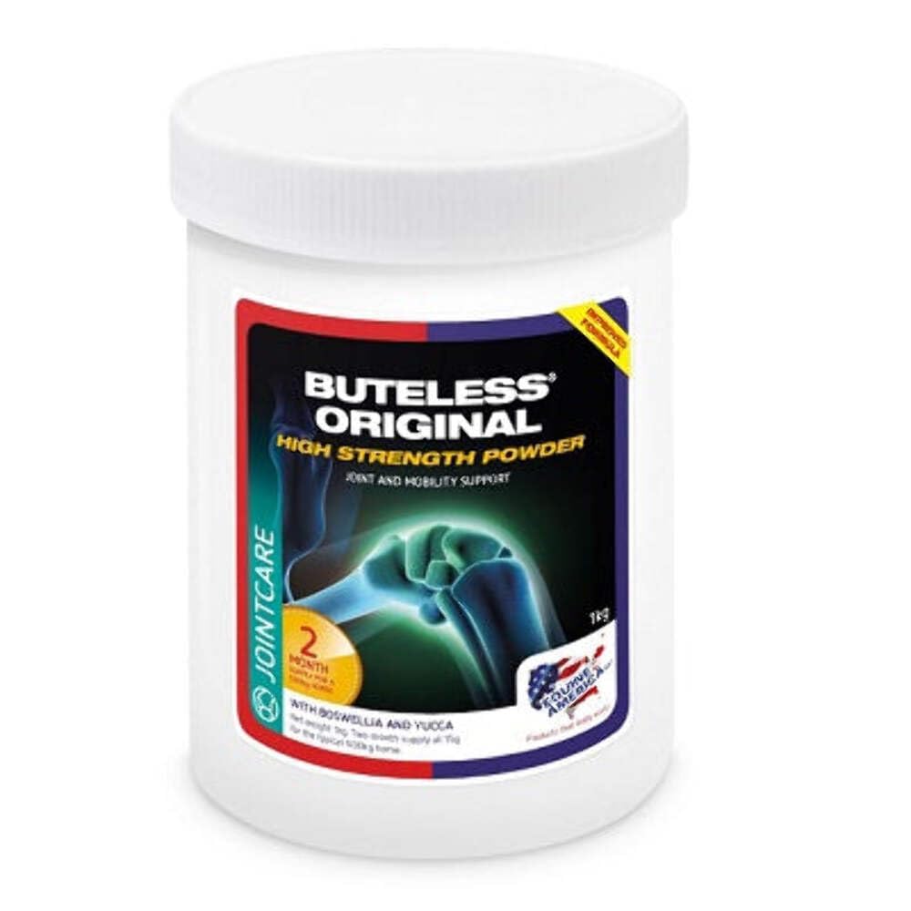Equine America Buteless Polvo Original de Alta Resistencia | Aditivo nutricional Premium Listo para Usar para Caballos y Poni | Apoyo de Las articulaciones y la Movilidad | 1 kg