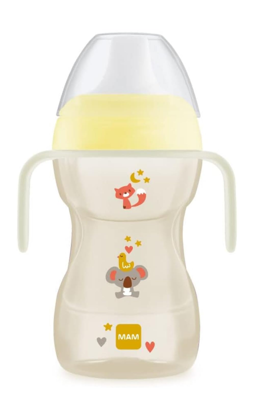 MAM Silicone Fun to Drink Cup Night with Glow in The Dark Handles and Hard Spout, 8+Months, 270ml Green