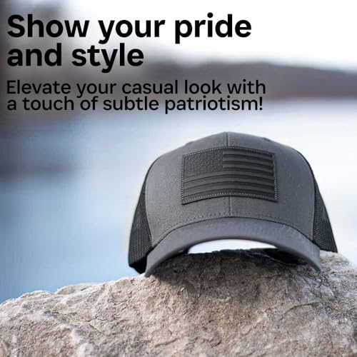 Image of 13 STRIPES American Flag Hat - Leather Patch Mesh Back Snapback Hat for Men & Women USA Flag Trucker Hat, Casual Unisex Hat