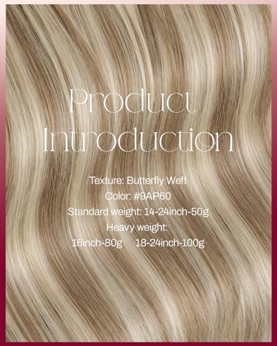 Image of Moresoo Butterfly Weft Hair Extensions Human Hair, Invisible Genius Weft, Light Brown with Blonde 14 Inch 50g, Add Volume, OVO PU Hole, Straight Soft Remy Hair, Simple Installation