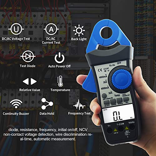 Image of 1mA Sensitive Digital Low Current Clamp Multimeter, AC /DC Current Voltage Resistance Clamp-on Multitester for Milliamps Test on Car Battery, HVAC (AIOMEST AI-870K)