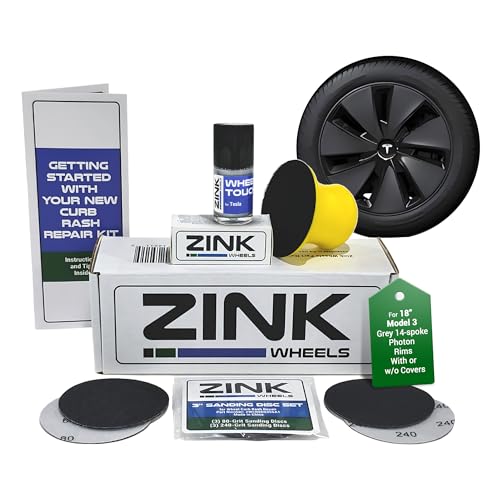 Premium Tesla Wheel Curb Rash Repair Kit for Model 3 18-inch Grey Photon Rims - DIY Kit with Color-matched Touch Up Paint - Made in USA