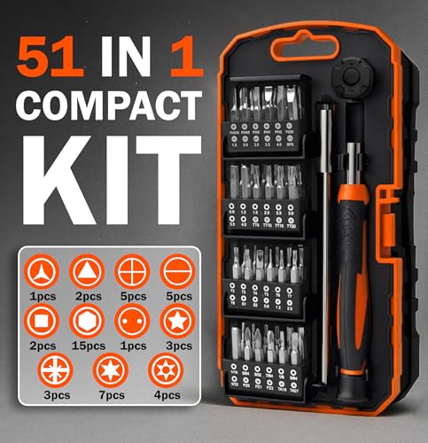 AV Steel Precision Screwdriver Set 51-in-1, Small Screwdriver Kit with Portable Storage Case, Magnetic Repair Precision Tool Kit for Electronics, PC, Phone, DIY Projects, Home Repairs