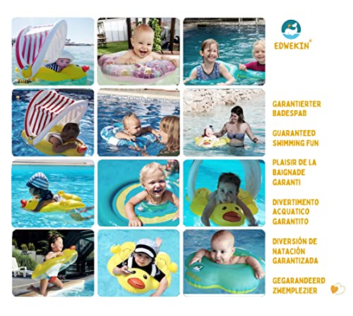 EDWEKIN® Premium Baby Schwimmring mit Sonnendach | Süßer Enten-Schwimmreifen mit UV-Schutz 50+| Schwimmhilfe & Baby Float für Kinder von 3–36 Monaten | Jetzt Wieder verfügbar!