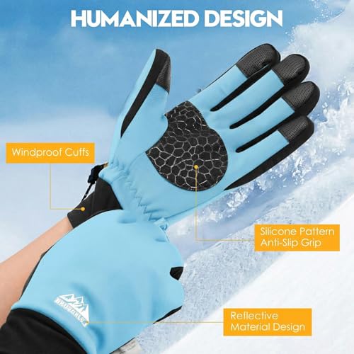 Image of Bruvoalon Winter Gloves for Women & Men, 3M Thermal Insulation, Lycra Fabric, Touchscreen, Anti-Slip