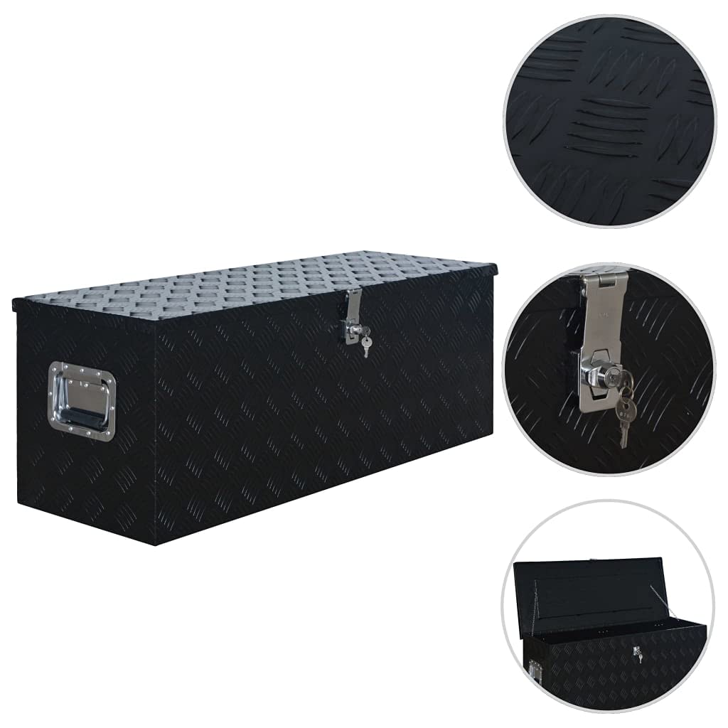 Genérico Caja de Aluminio 1085x370x400 mm Negra,Bricolaje,Accesorios de Bricolaje,Organización y Almacenamiento de Herramientas,Cajas de herramientas-144846