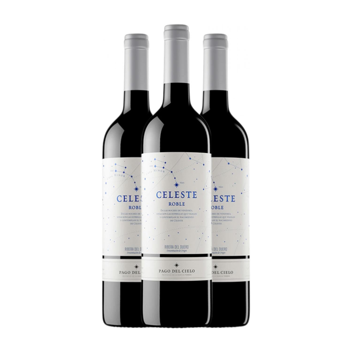 Pago del Cielo Celeste Tempranillo Ribera del Duero Roble 75 cl Vino tinto (Caja de 3 Botellas de 75 cl)