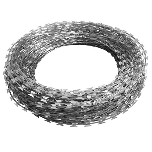 Festnight BTO-22 NATO Razor Wire Galvanized Steel Garden Fence Clipped Concertina Ribbon Barbed Wire Fencing 197\' Stretched 18\' Coiled - Thumbnail 3
