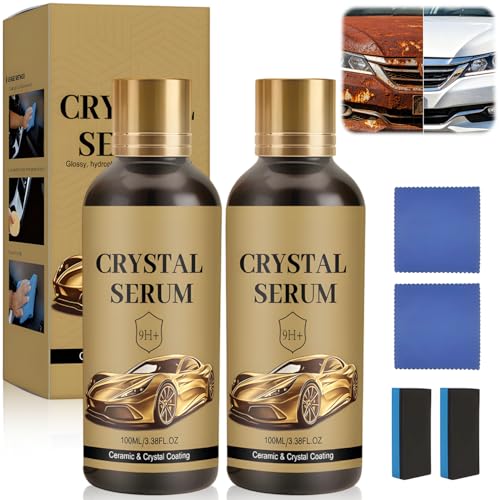 2Pcs PTZ Crystal Serum Ceramic Coating Crystal Serum Advanced Graphene Ceramic Coating for Cars 9h Graphene Coating for Auto Car Detailing Ultimate Quick Effect Car Coating Spray(1pcs*100ml)