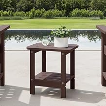 WestinTrends Aruba 2-Tier Outdoor HDPE Modern Adirondack Square Patio Side Table, Dark Brown