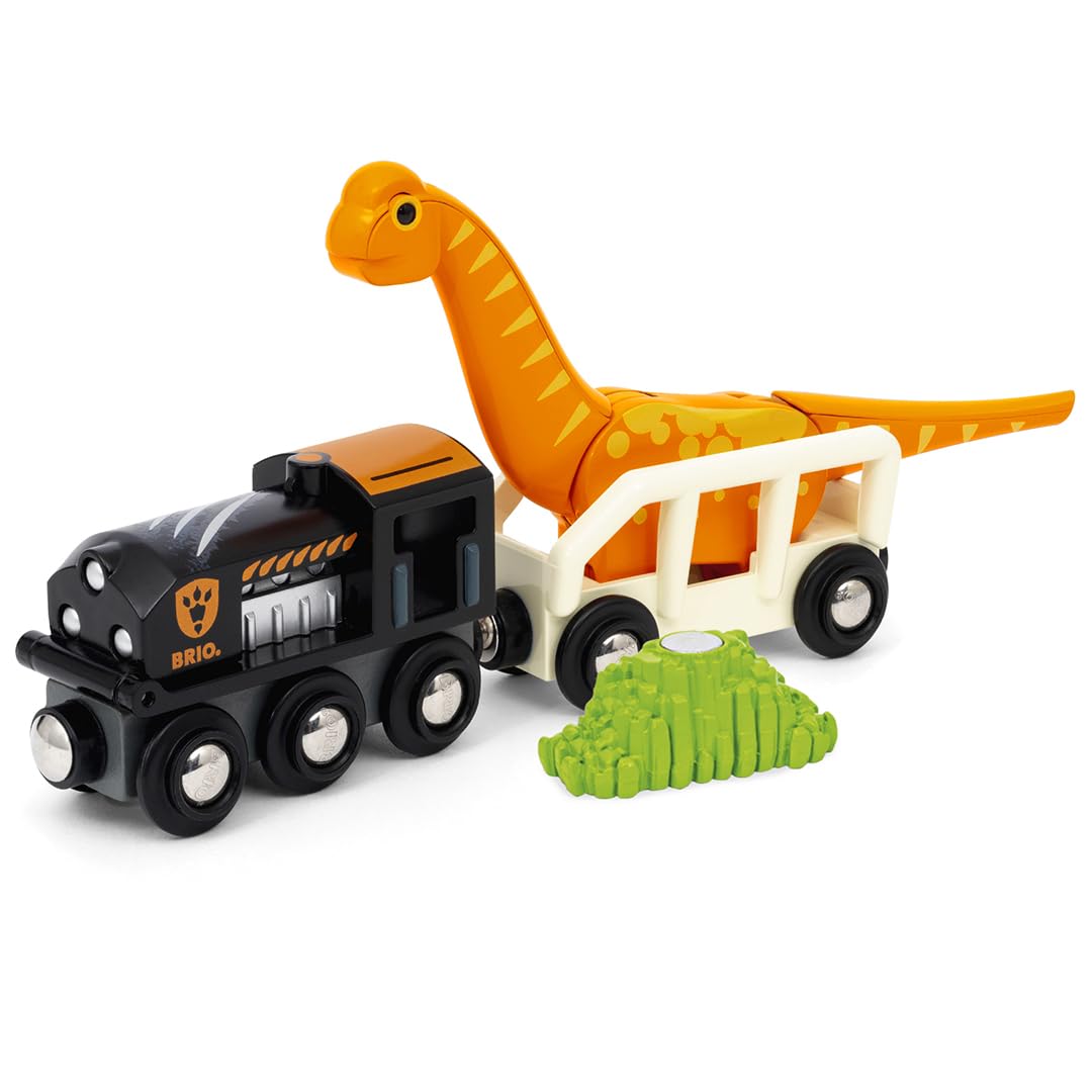 BRIO World - 36098 - Circuit Dinosaure - Coffret Complet 12 pièces - Action de Jeu sans Pile - Dinosaure Inclus - Circuit de Train en Bois - Jouet Mixte à partir de 3 Ans