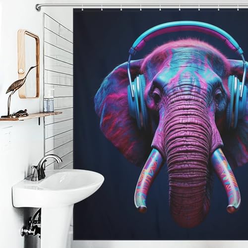 Rideau de douche éléphant en polyester imperméable 183x183cm lavable - 6