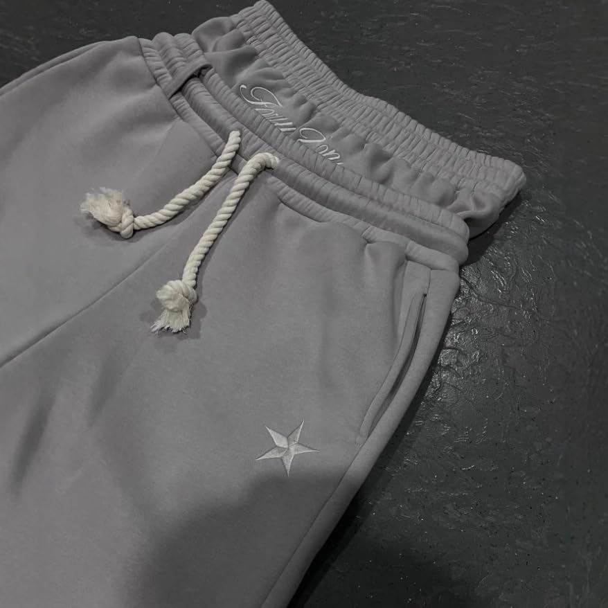 Double Waisted Sweatpants Men Y2k Baggy Sweatpants Drawstring Wide Leg Gym Workout Pants Loose Vintage Grunge Pants - Image 3