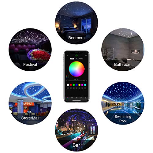 Image of CHINLY Starlight Headliner Kit 550pcs 9.8ft 0.03in Starlights RGBW Fiber Optic Lights, APP+Remote Control Star Headliner Kit, Car Star Lights for Car Roof