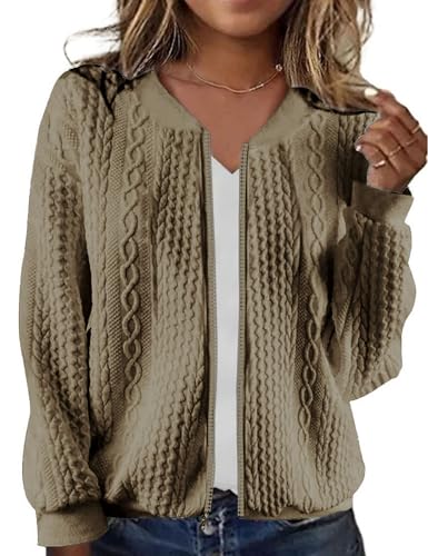Image of WROLEM Zip Up Sweatshirts for Women Casual Outfits Cardigan Outerwear Trendy Winter Jackets Coat