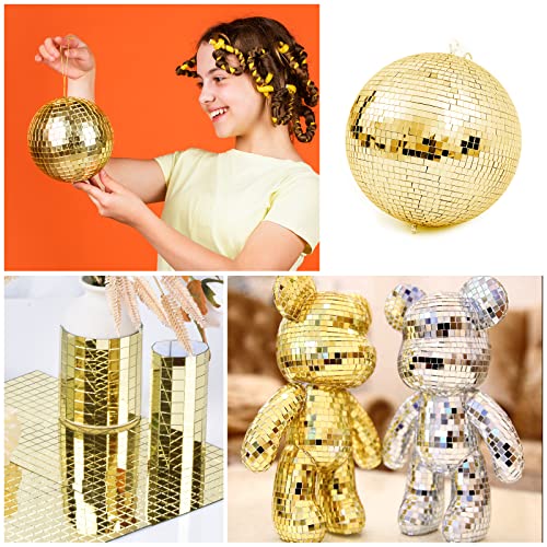 Skartgripir 10×10Mm Self-Adhesive Mirrors Mosaic Tiles,Mini Mirrors Mosaic Tiles Sticker For Craft Square Glass Tiles,Disco Glass Tiles Decorations Making, 10×10Mm(Gold Color,0.4Inch) #TOP5