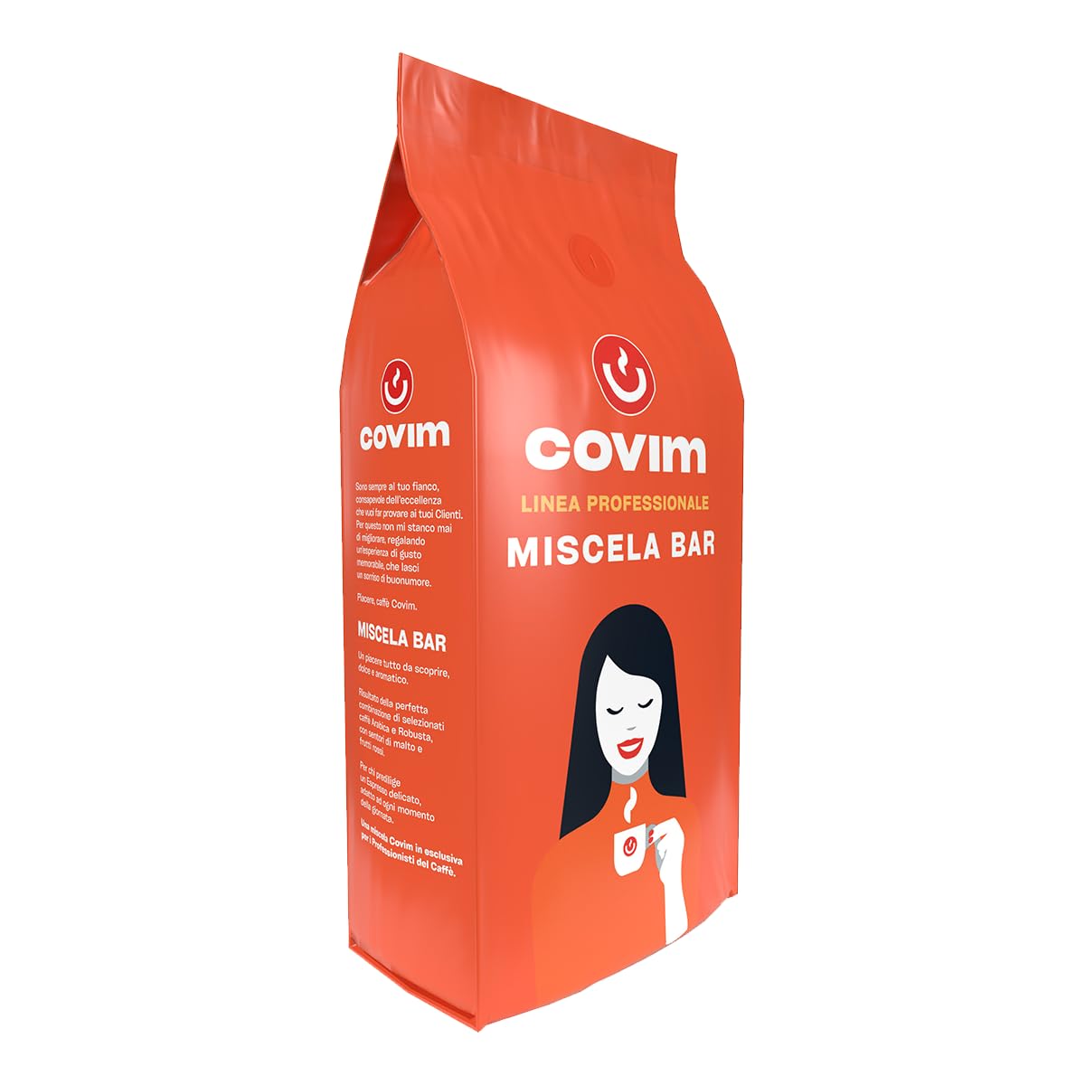 Covim Caffè ziarna kawy o intensywności 1 kg, 8, aromatyczne espresso z pieczonym chlebem i aromatami czerwonych owoców, kremowe o trwałej mieszance aromatu arabiki i Robusta