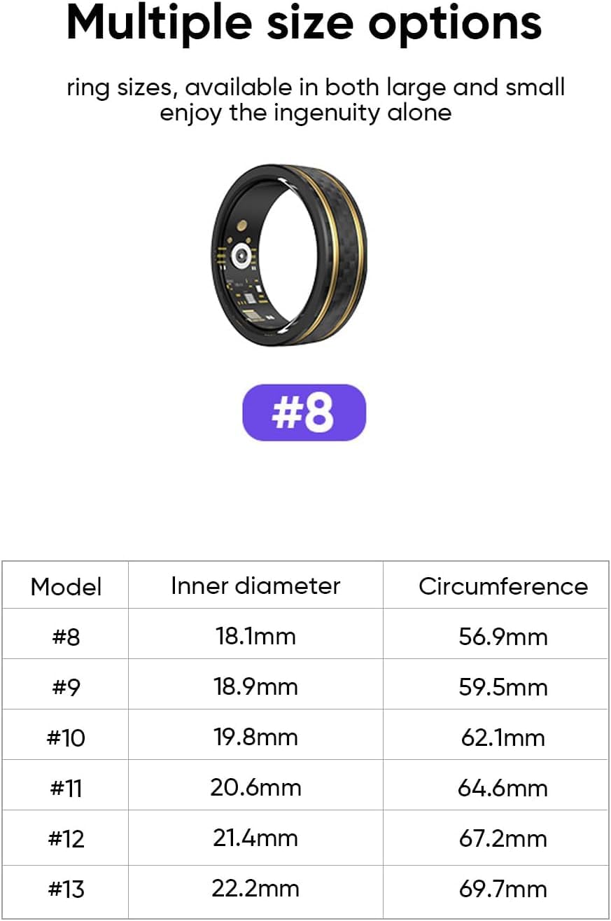 Smart Ring Moniteur de sommeil Moniteur d'oxygène dans le sang Compteur de doigt Moniteur de fréquence cardiaque Moniteur de pression artérielle Moniteur de sommeil Étanche pour le sport, le