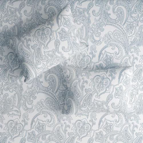 Image of Wakefit Cotton Fitted Bedsheet | 200 TC Elastic Fitted Sheet, Queen Bed Bedsheet with 2 Pillow Covers | Paisley - 75X60 Inches,Assorted