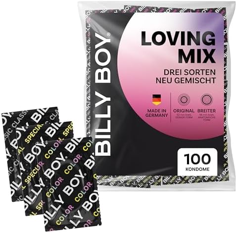 BILLY BOY Loving Mix 100er Kondommix, Passform ORIGINAL (52mm) und BREITER (56mm), verschiedene Sorten gemischt (1x100 Stück)