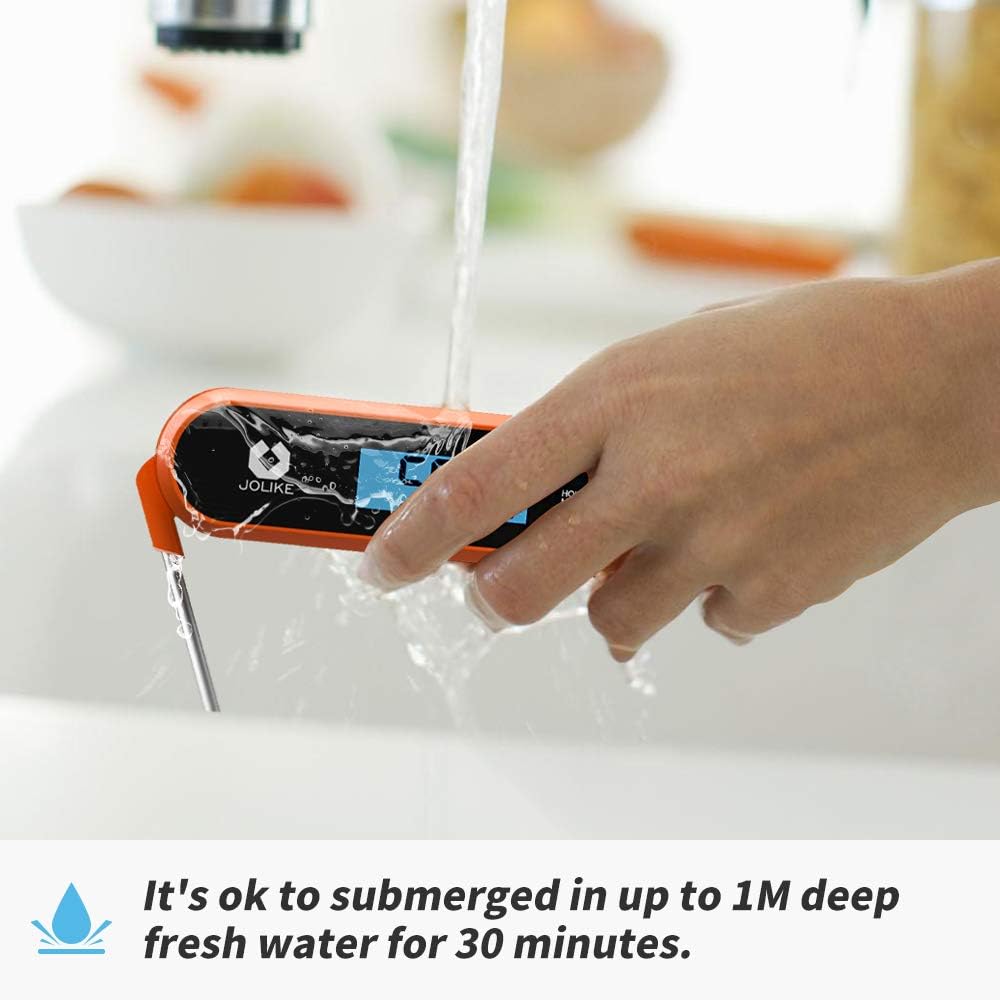 JOLIKE 2s Instant Read Meat Thermometer for Grilling Digital Steak Electronic Probe with IP67 Waterproof Internal Magnets for Kitchen Food Baking BBQ