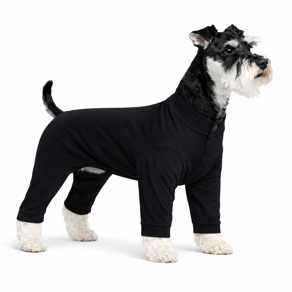 Lovelonglong Four Feet Dog Lightweight Pajamas, Pure Cotton Dog Jumpsuits 4 Legs Dog Onesies T-Shirt Stylish PJS Puppy Costume for Large Medium Small Dogs Black L — image 1