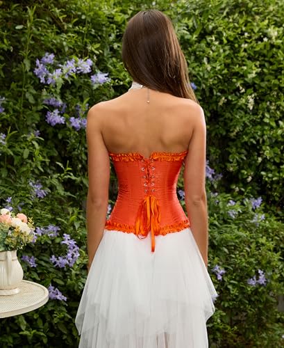 Image of SZIVYSHI Corset Tops for Women, Bustier Shapewear Lingerie, Lace Waist Push Up Bodysuit