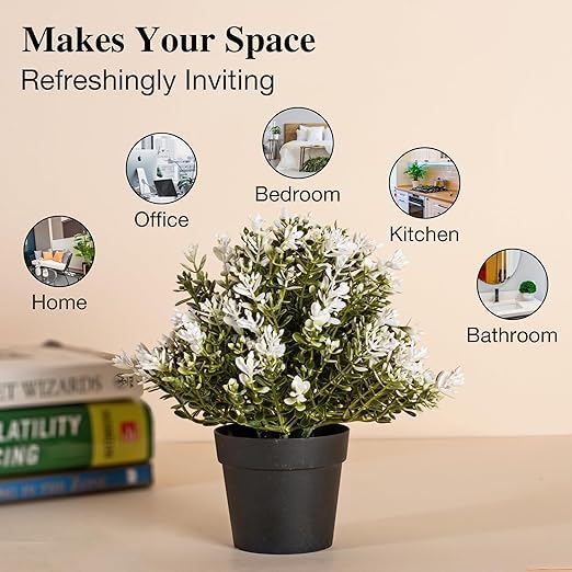 Image of PAPERI Artificial Potted Plant with Pot - Realistic Faux Herb for Home & Garden Decor, Indoor /Outdoor Decoration (Thyme)