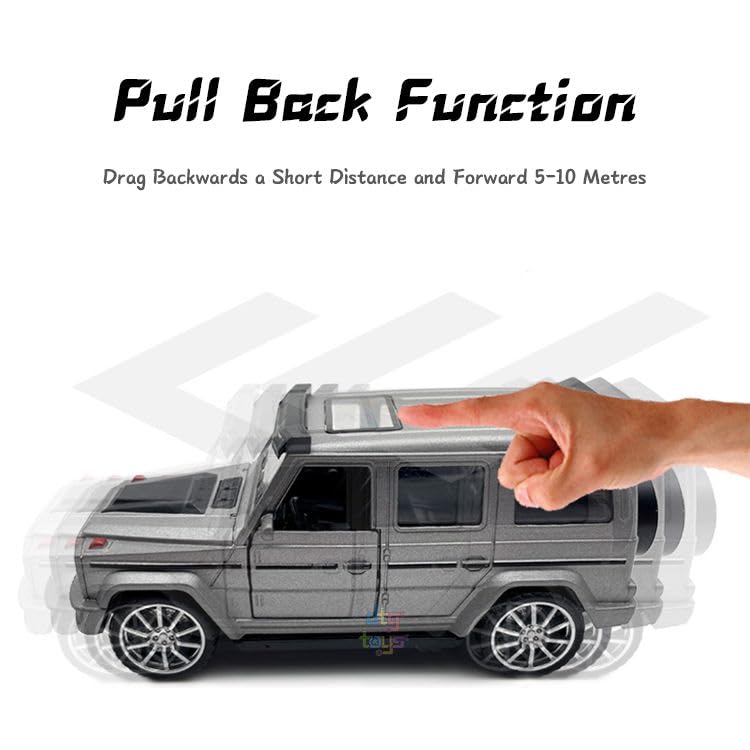 Image of SHAKTISM Die-Cast Metal Car Toy -1:36 Scale, Opening Doors, Pull Back Function, Collectible Toy, Racing Car for Kids Birthday Gift for Boys Girls (Grey G-Wagon Diecast)