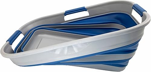 Miniatura 3 de SAMMART Cesta plegable de plástico de 21 litros (5.5 galones), contenedor de almacenamiento plegable y organizador, tina de lavado portátil, cesta