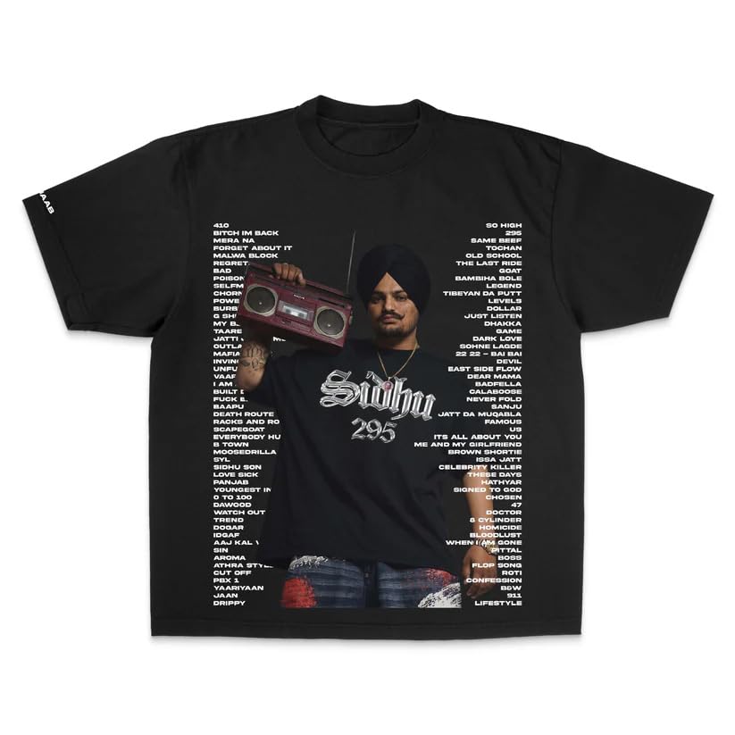 Sidhu Moosewala 295 Graphic Printed Black T-Shirt, Unisex Fan Merchandise Tee-image-33