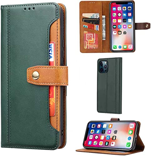 Étui portefeuille iPhone 11 Pro en cuir PU vert de style business anti-RFID