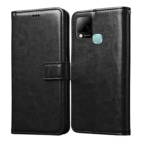 Image of Flip Cover Back Case for Infinix Hot 10S | Premium Leather Finish | Inbuilt Pockets & Stand | Flip Cover Back Case for Infinix Hot 10S (Black)