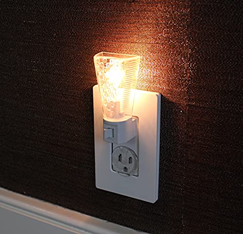 Dependable Industries Inc. Essentials Set Of 2 Night Light On/Off Switch Ul Certified White Base Clear See Thru Top Suitable For Bathroom, Bedroom, Hallway, Kids Room (Classic) #TOP3