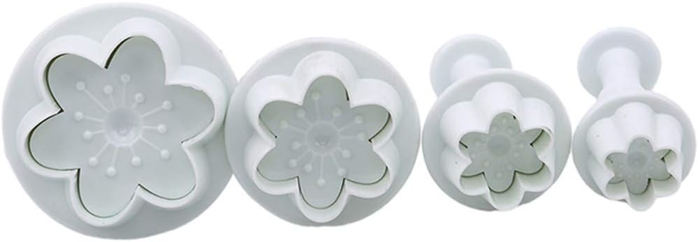 Kissherely 4Pcs Flower Shaped Fondant Plunger Cutter Kitchen Biscuit Cookie Pastry Baking Tools Cake Decorating Tools
