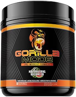 Gorilla Mode Pre Workout - Massive Pumps · Laser Focus · Energy · Power - L-Citrulline, Creatine, GlycerPump™, L-Tyrosine, Agmatine, Kanna, N-Phenethyl Dimethylamine Citrate - 590 Grams (Watermelon)