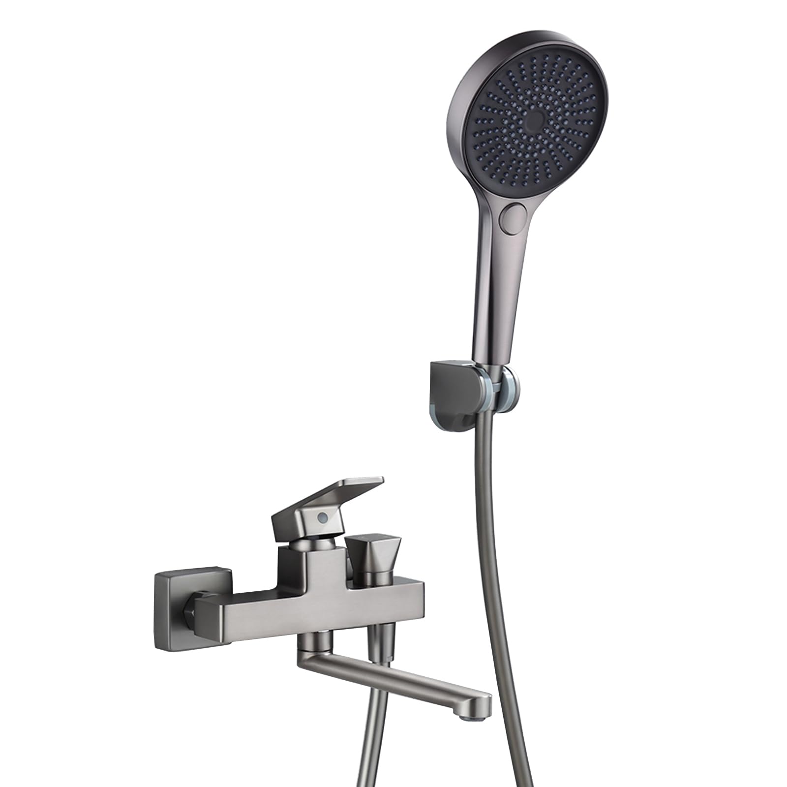 NZPOST Wall Mounted Bath Mixer Tap Gun Gray Bath Taps with Shower Mixer Bathroom Taps Mixer with Shower Se
